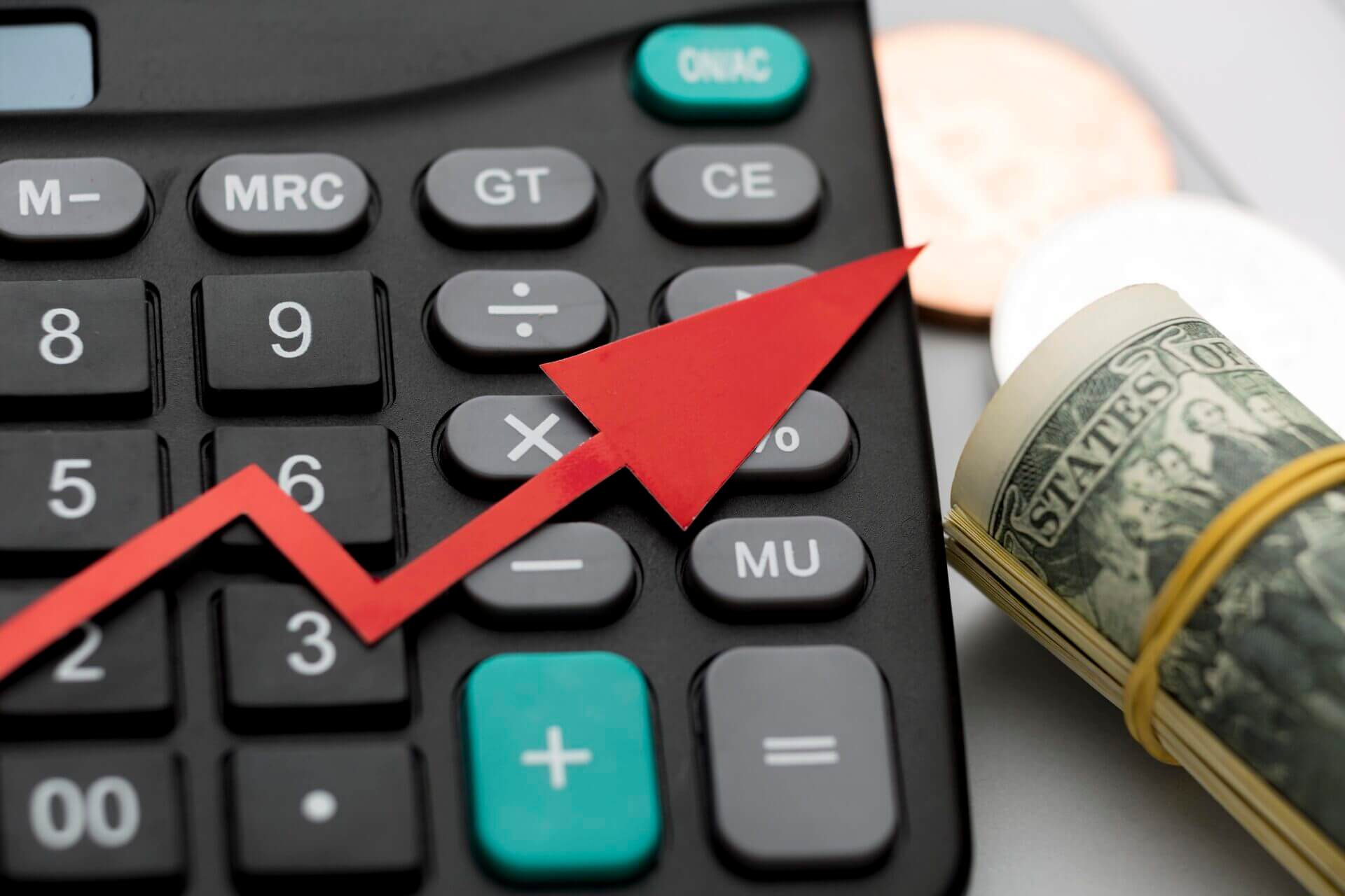 close up calculator global economy money